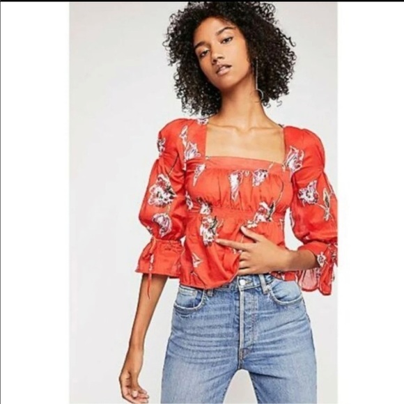 Free People Red Cherish The Light  Size Small Top - Picture 3 of 15